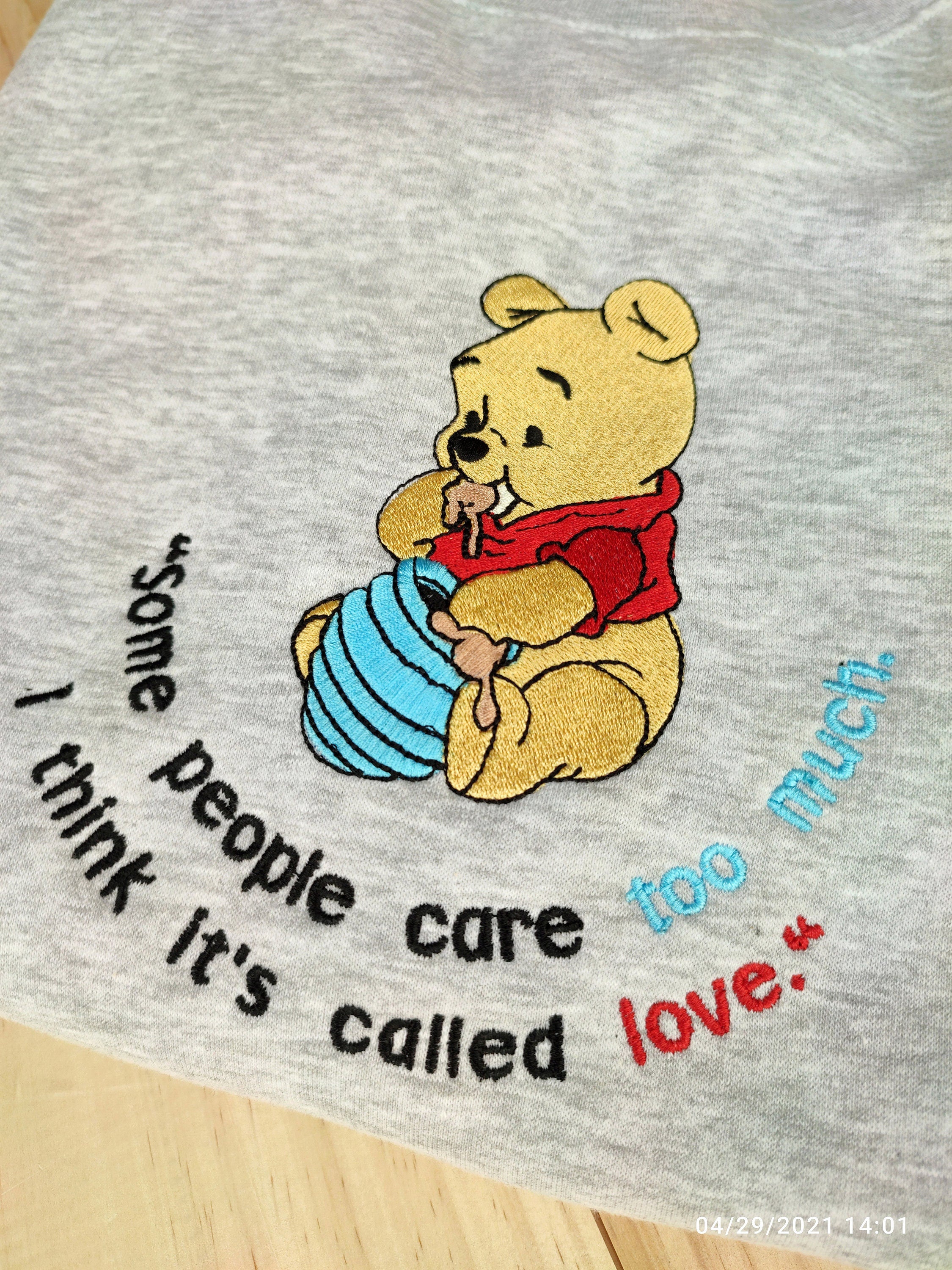 Cartoon Honey LOver Embroidered Unisex Sweatshirt, Embroidered Bear, Lovers Moda Embroidered, Cartoons fashion