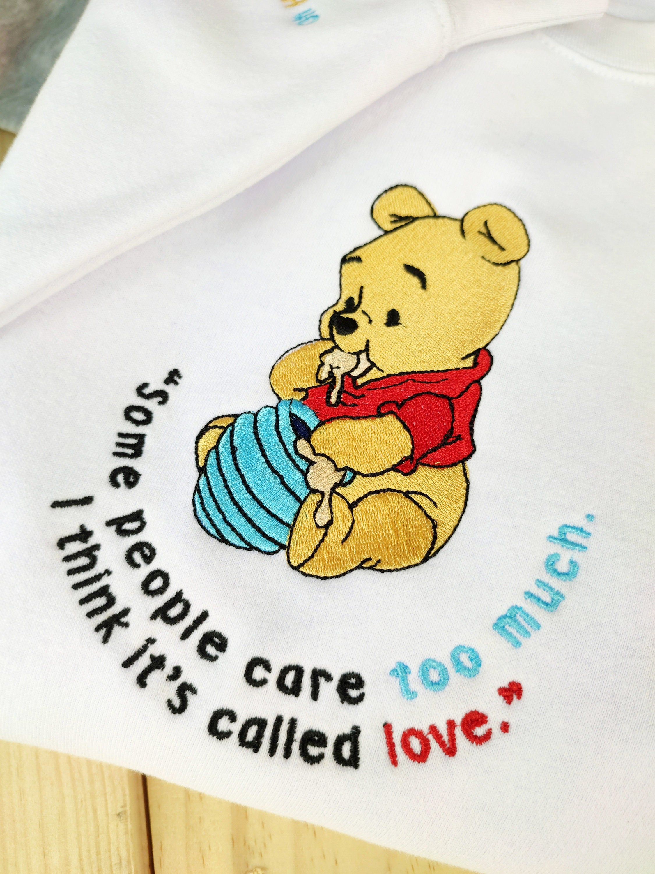 Cartoon Honey LOver Embroidered Unisex Sweatshirt, Embroidered Bear, Lovers Moda Embroidered, Cartoons fashion